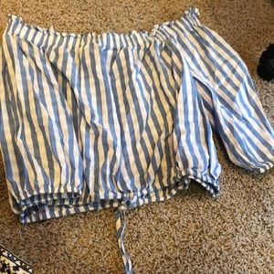 OTS blue stripe top with tie